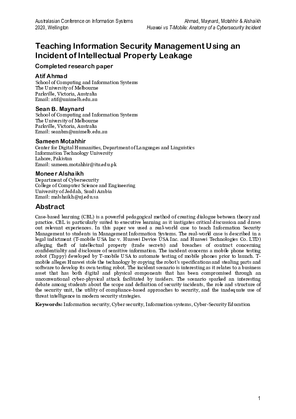 (PDF) Teaching Information Security Management Using an Incident of ...