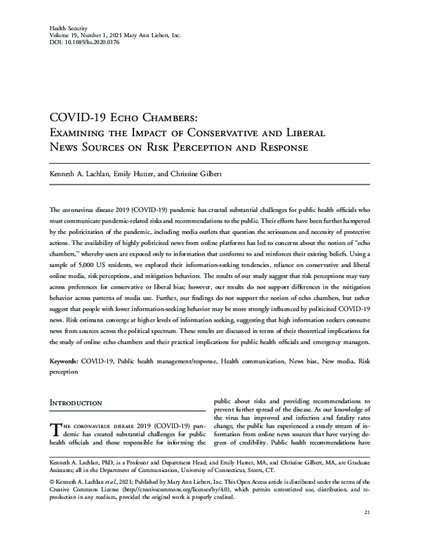 COVID-19 Echo Chambers: Examining the Impact of Conservative and Liberal News Sources on Risk Perception and Response