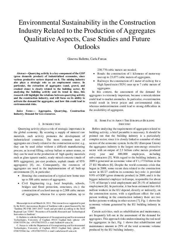 (PDF) Environmental sustainability in the construction industry related ...