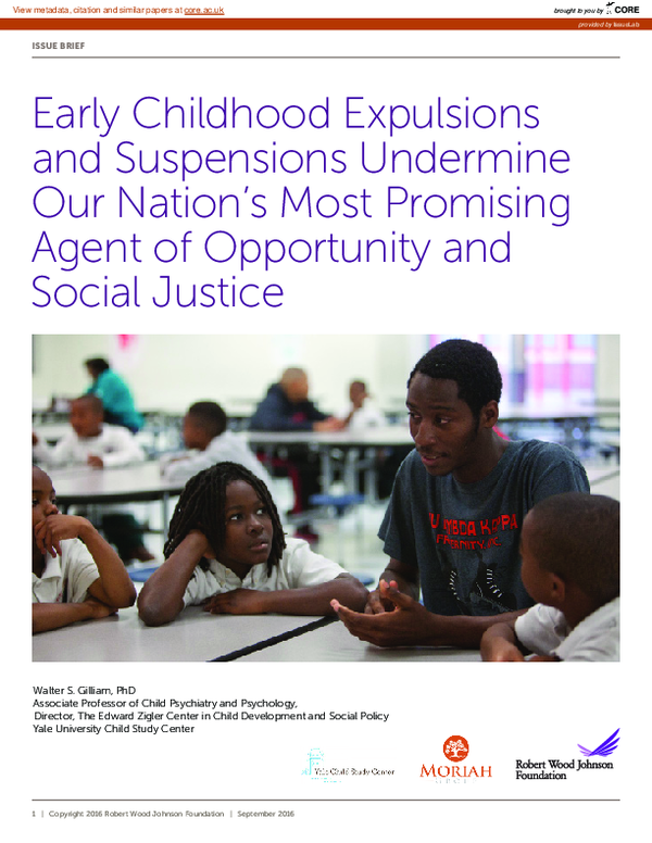 (PDF) Early Childhood Expulsions and Suspensions Undermine Our Nation's