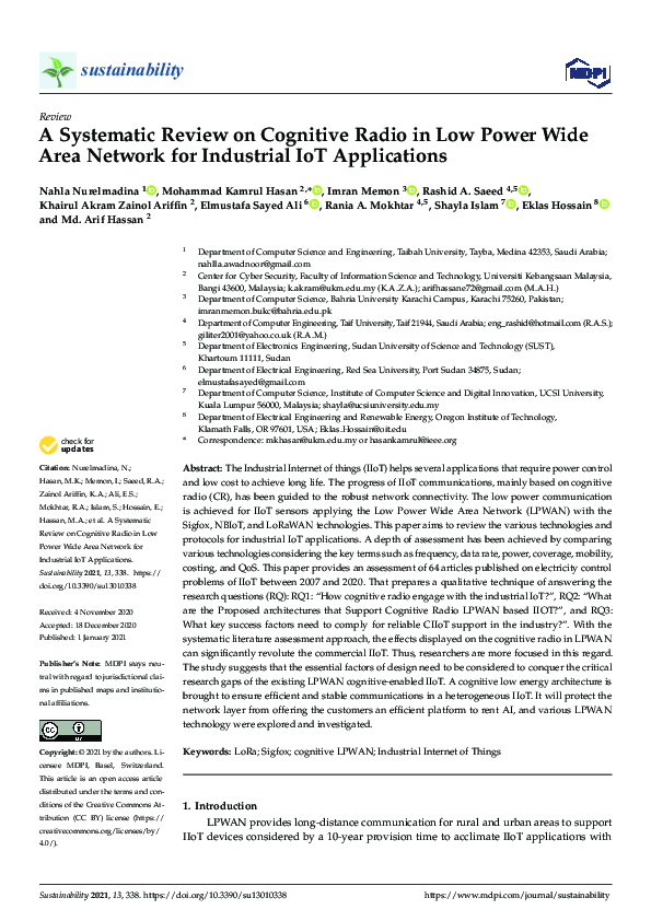 (PDF) A Systematic Review on Cognitive Radio in Low Power Wide Area ...