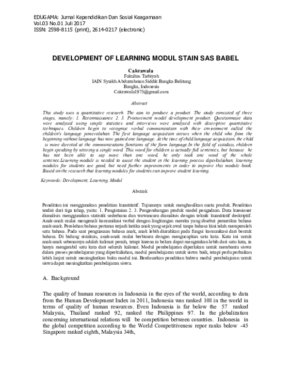 (PDF) Development of Learning Module STAIN SAS Babel