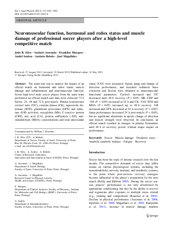 (PDF) Neuromuscular function, hormonal and redox status and muscle ...