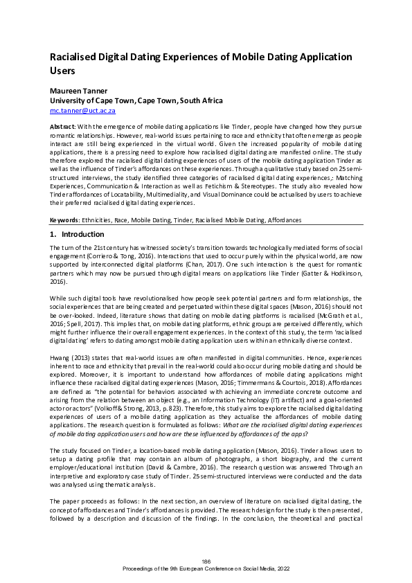 (PDF) Racialised Digital Dating Experiences of Mobile Dating ...