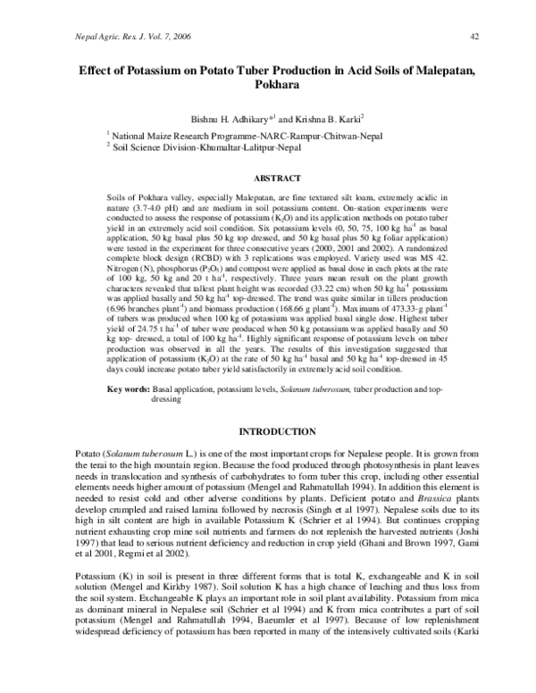 (PDF) Effect of Potassium on Potato Tuber Production in Acid Soils of ...