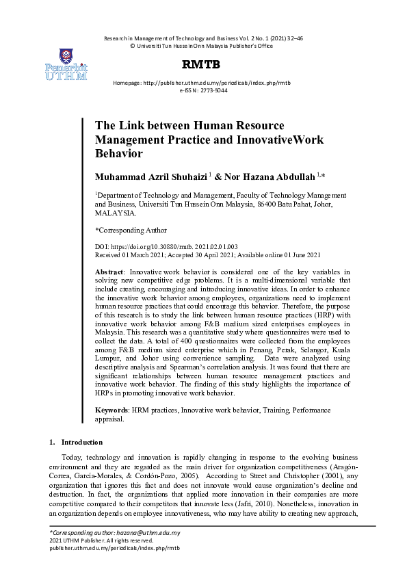 (PDF) The Link between Human Resource Management Practice and ...