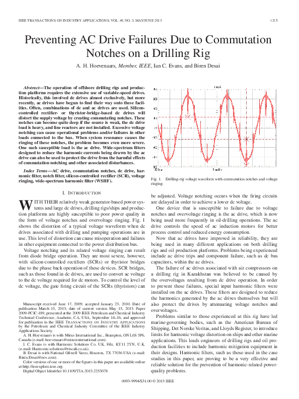 (PDF) Preventing AC Drive Failures Due to Commutation Notches on a ...
