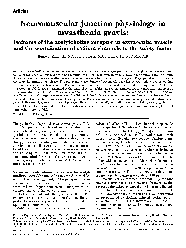(PDF) Neuromuscular junction physiology in myasthenia gravis Isoforms