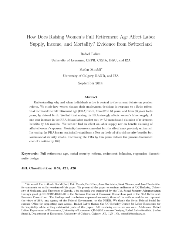 (PDF) How Does Raising Women’s Full Retirement Age Affect Labor Supply ...