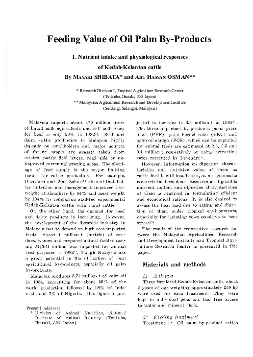 (PDF) Feeding Value of Oil Palm By-Products 1. Nutrient intake and ...