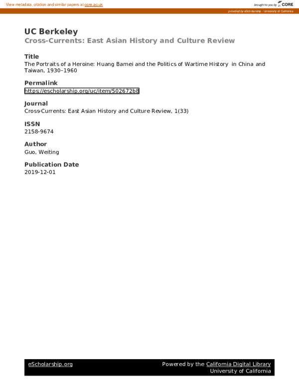  PDF The Portraits Of A Heroine Huang Bamei And The Politics Of 