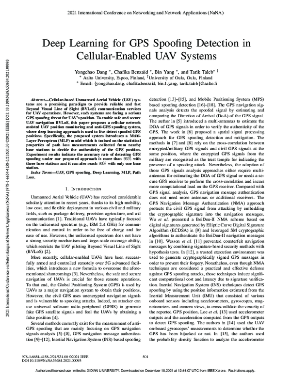 (PDF) Deep Learning for GPS Spoofing Detection in Cellular-Enabled UAV ...