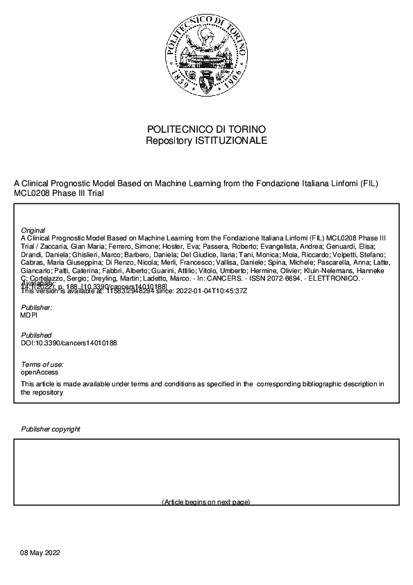 (PDF) A Clinical Prognostic Model Based on Machine Learning from the ...
