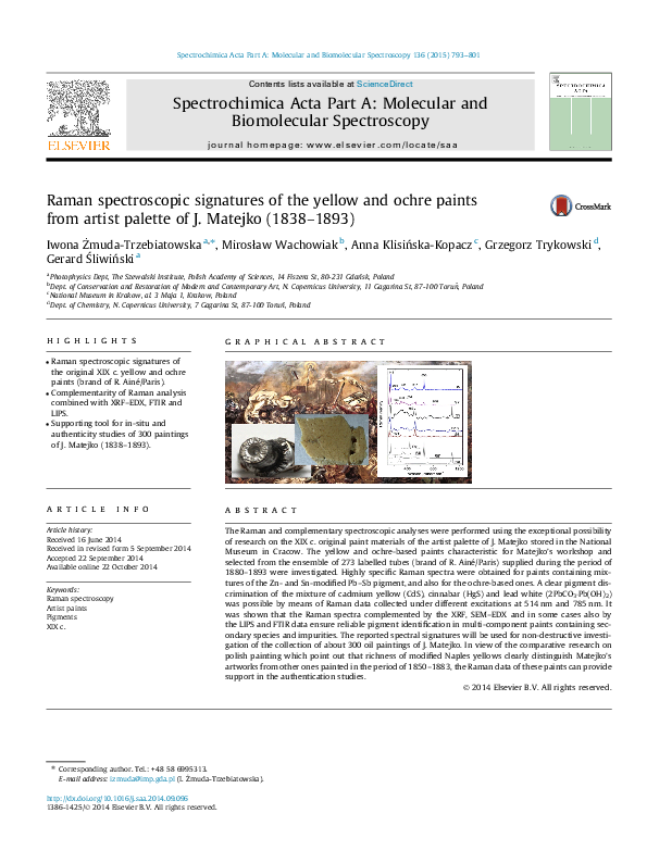 (PDF) Raman spectroscopic signatures of the yellow and ochre paints ...