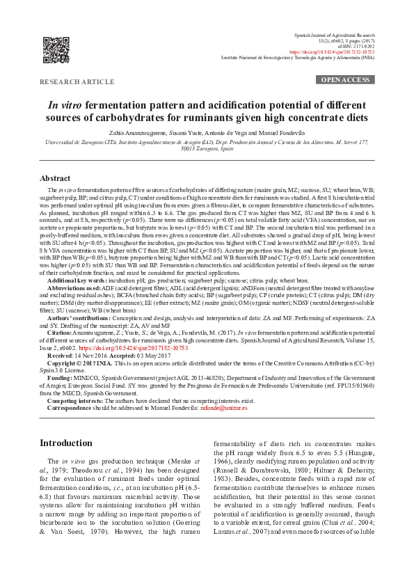 (PDF) In vitro fermentation pattern and acidification potential of ...