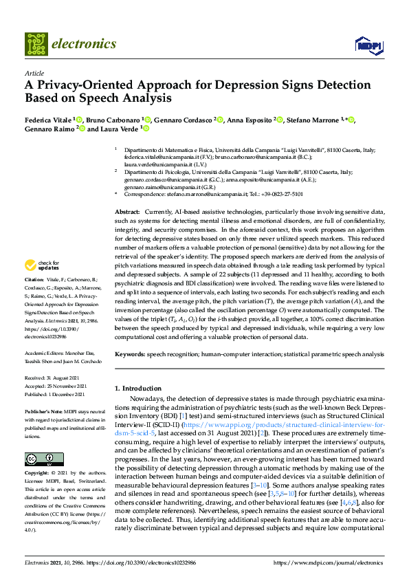 (PDF) A Privacy-Oriented Approach for Depression Signs Detection Based ...