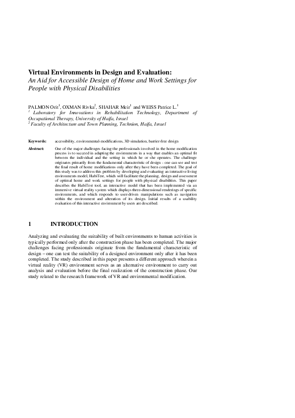 (PDF) Virtual Environments in Design and Evaluation