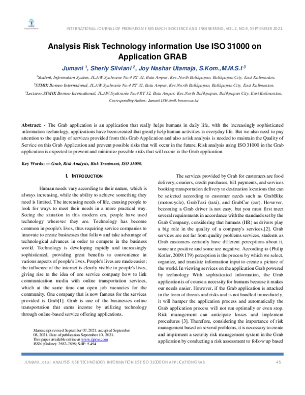 (PDF) Analysis Risk Technology Information Use Iso 31000 on Application ...