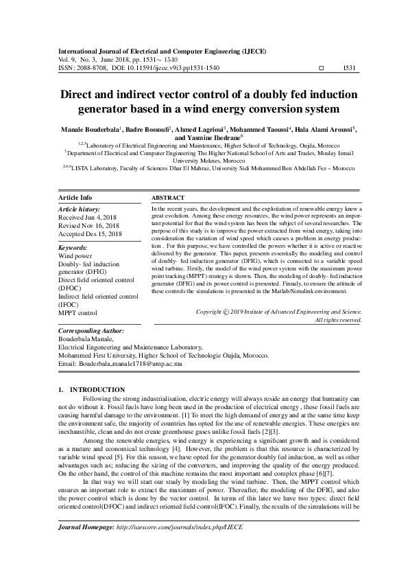 (PDF) Direct and indirect vector control of a doubly fed induction ...