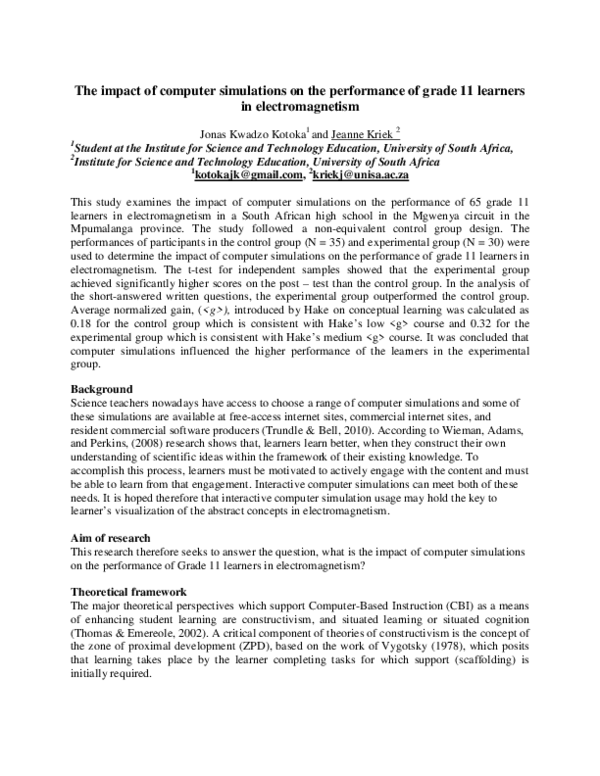 (PDF) The Impact of Computer Simulations as Interactive Demonstration ...