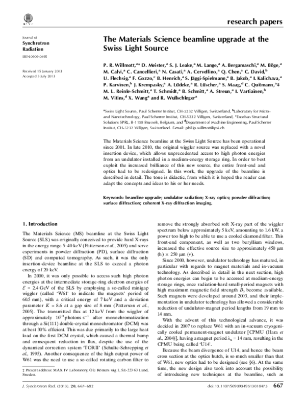 (PDF) The Materials Science beamline upgrade at the Swiss Light Source