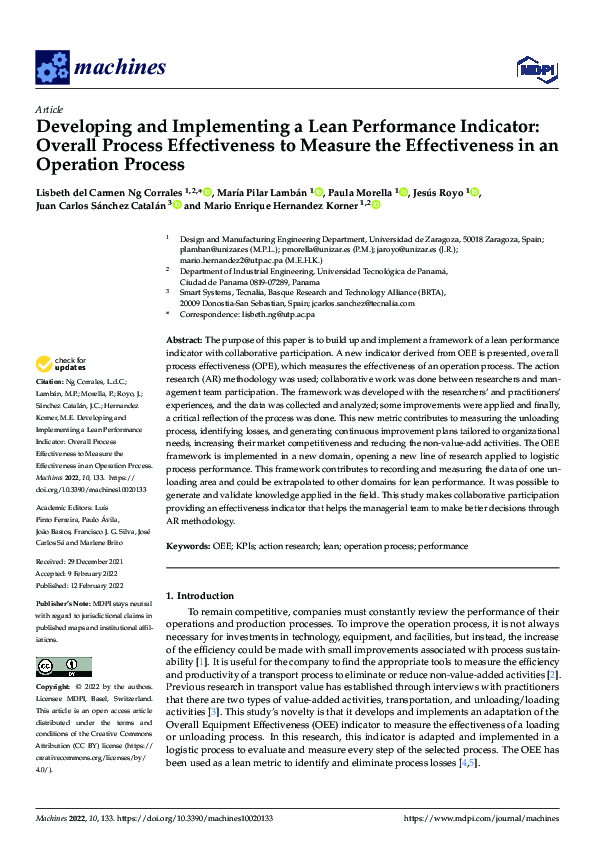 (PDF) Developing and Implementing a Lean Performance Indicator: Overall ...