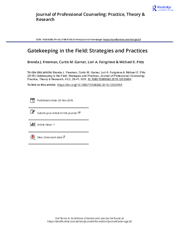 (PDF) Gatekeeping in the Field: Strategies and Practices