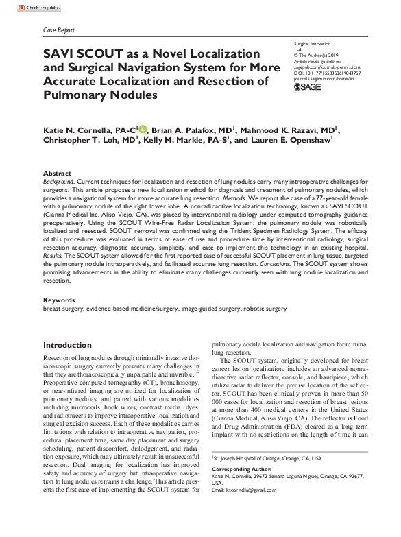 (PDF) SAVI SCOUT as a Novel Localization and Surgical Navigation System ...