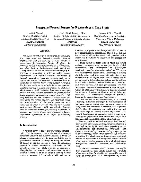 (PDF) Integrated process design for e-learning: a case study