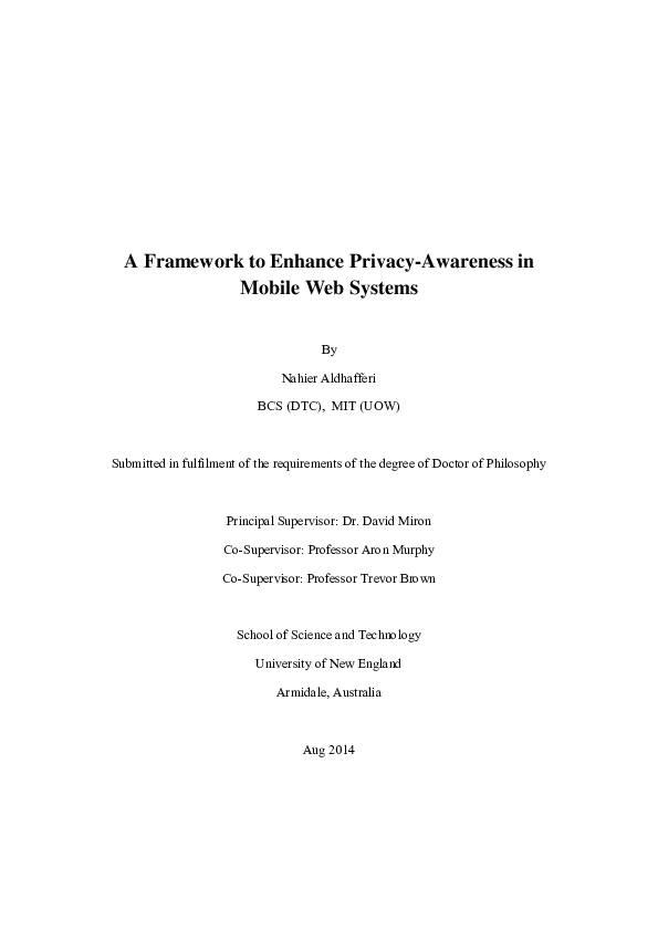 (PDF) A Framework to Enhance Privacy-Awareness in Mobile Web Systems