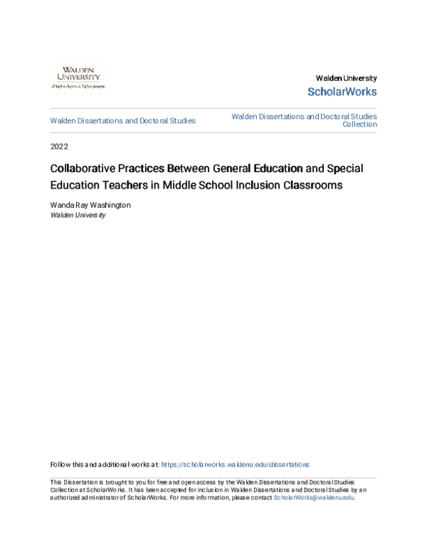 (PDF) Collaborative Practices Between General Education and Special ...
