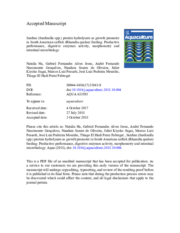 (PDF) Sardine (Sardinella spp.) protein hydrolysate as growth promoter