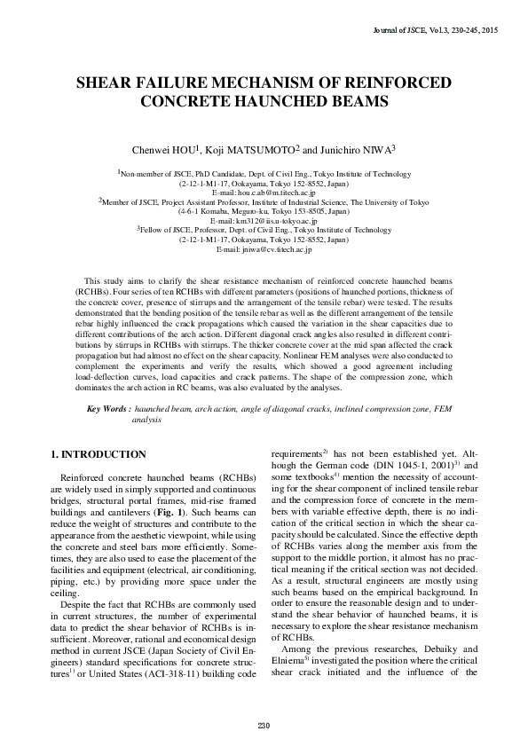 (PDF) Shear Failure Mechanism of Reinforced Concrete Haunched Beams