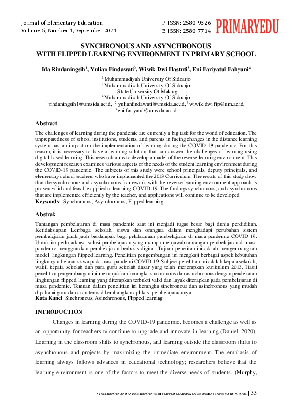 (PDF) Synchronous and Asynchronous with Flipped Learning Environment in ...