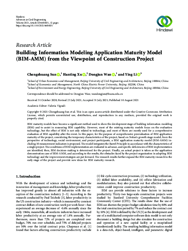 (PDF) Building Information Modeling Application Maturity Model (BIM-AMM ...