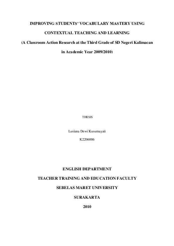 (PDF) IMPROVING STUDENTS’ VOCABULARY MASTERY USING CONTEXTUAL TEACHING ...