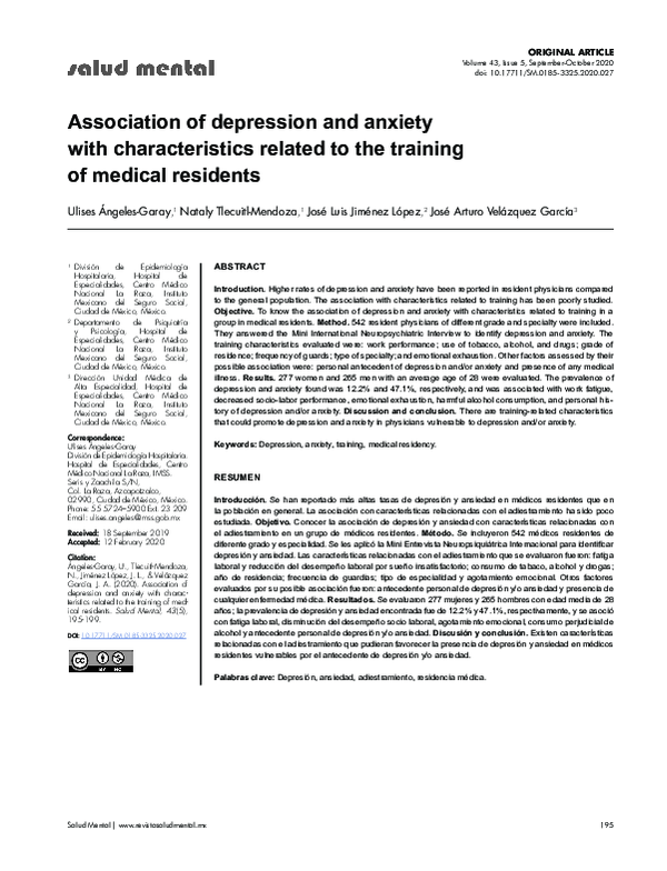 (PDF) Association of depression and anxiety with characteristics ...