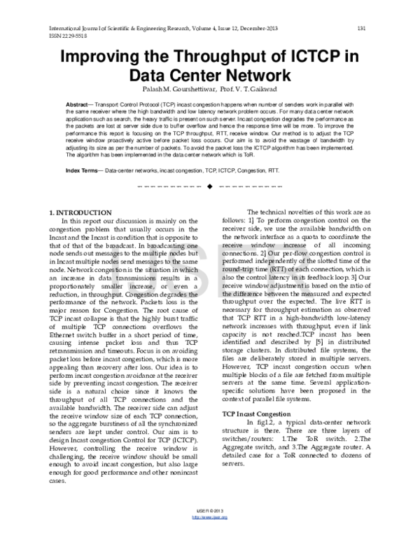 (PDF) Improving the Throughput of ICTCP in Data Center Network