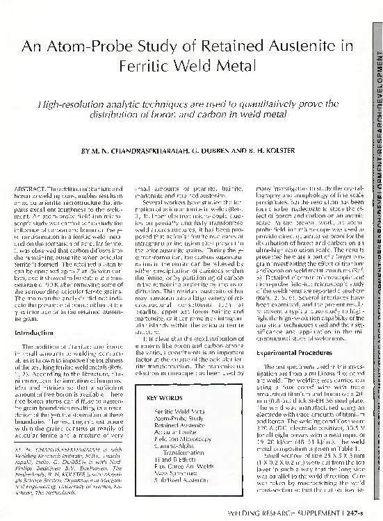 (PDF) An Atom-Probe Study of Retained Austenite in Ferritic Weld Metal ...