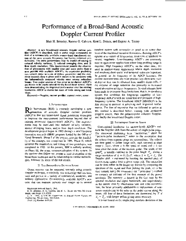 (PDF) Performance of a broad-band acoustic Doppler current profiler