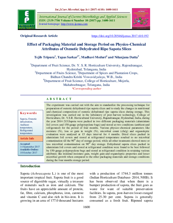 (PDF) Effect of Packaging Material and Storage Period on Physico ...