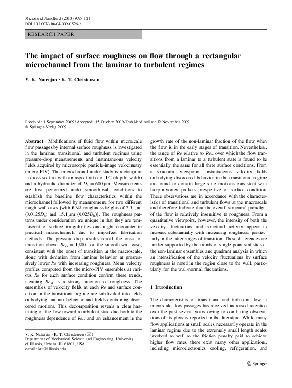(PDF) The impact of surface roughness on flow through a rectangular ...