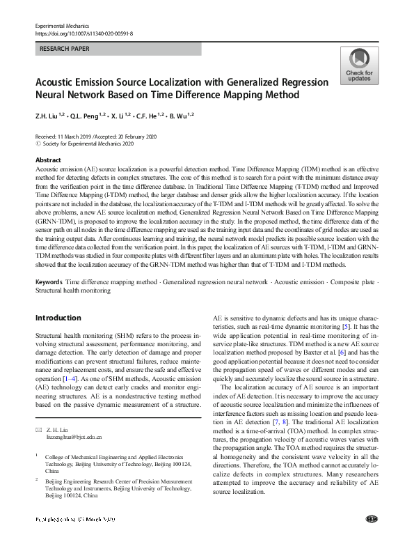 (PDF) Acoustic Emission Source Localization with Generalized Regression ...