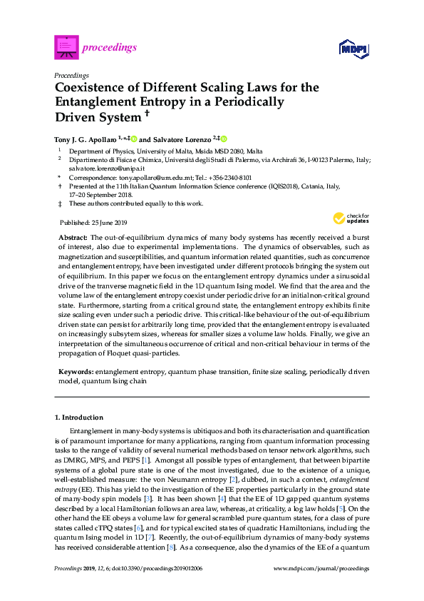 (PDF) Coexistence of Different Scaling Laws for the Entanglement ...