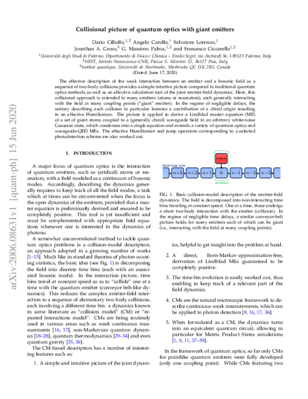 (PDF) Collisional picture of quantum optics with giant emitters