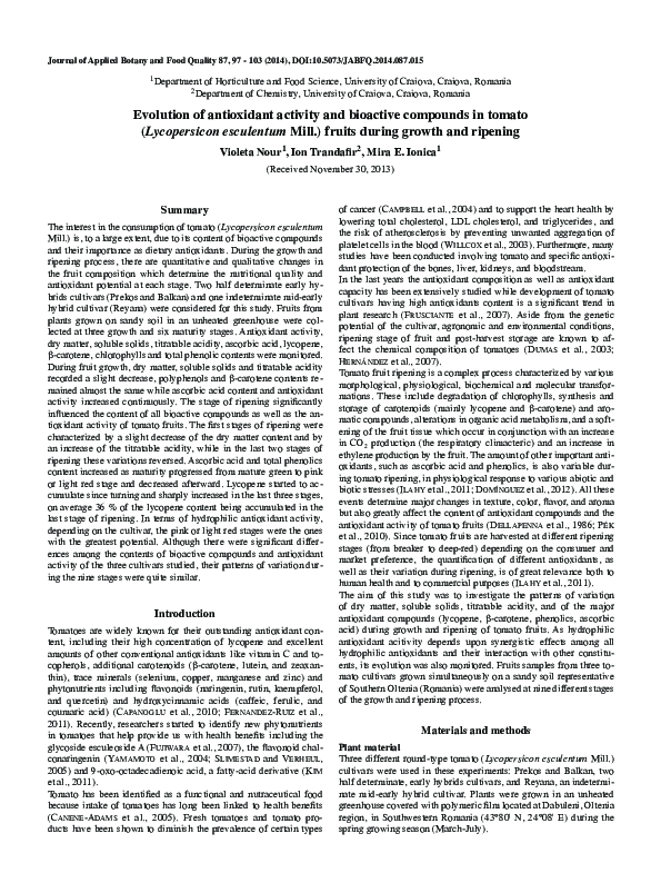 (PDF) Evolution of antioxidant activity and bioactive compounds in ...