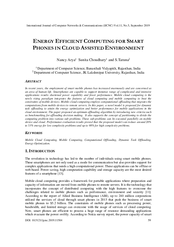 (PDF) Energy Efficient Computing for Smart Phones in Cloud Assisted ...