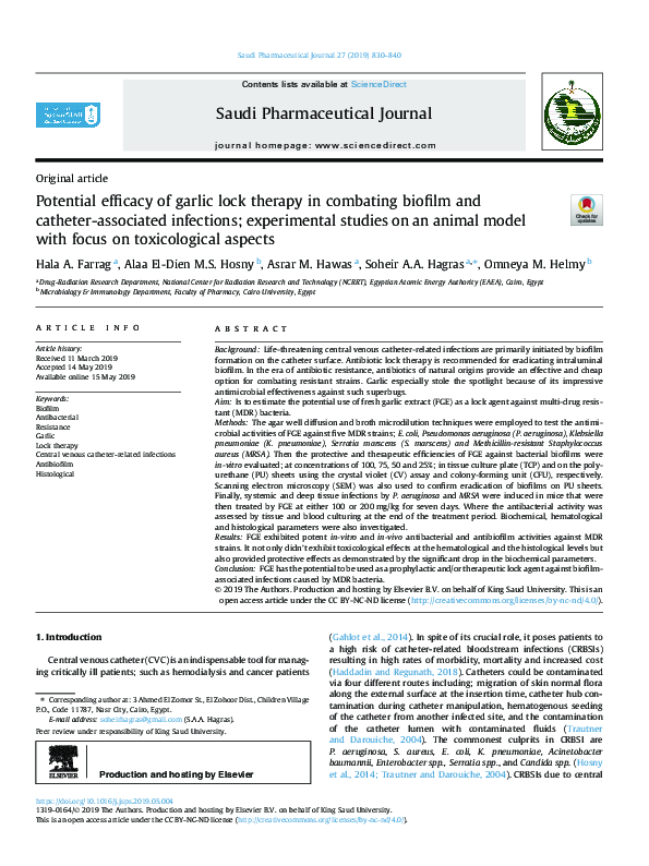 (PDF) Potential efficacy of garlic lock therapy in combating biofilm ...