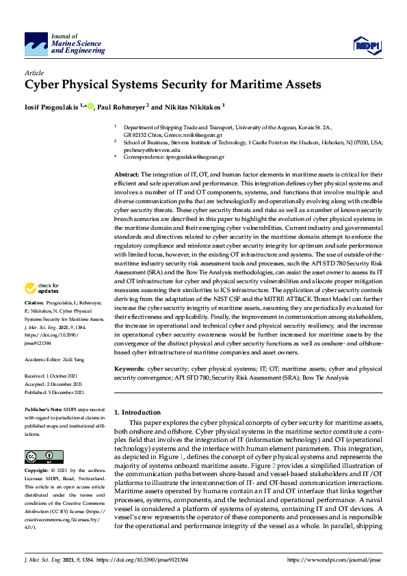 (PDF) Cyber Physical Systems Security for Maritime Assets