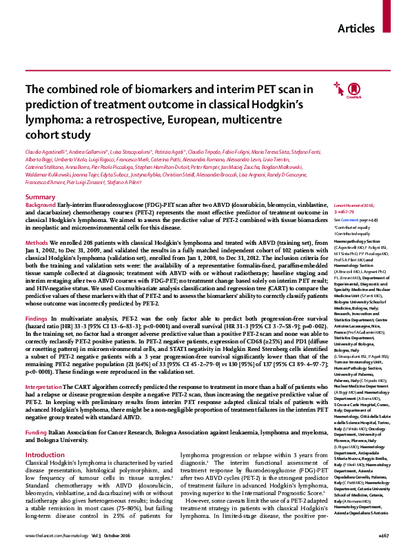 (PDF) The combined role of biomarkers and interim PET scan in ...